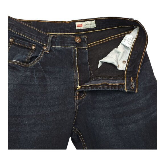 Wrangler Mens Slim Straight Jeans 32x30 Dark Wash Cotton Spandex - Picture 4 of 11